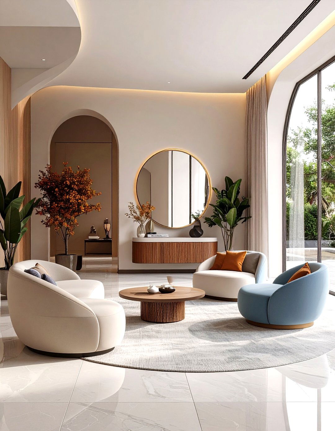 Curved Furniture Elements - 24 Modern Entryway Ideas