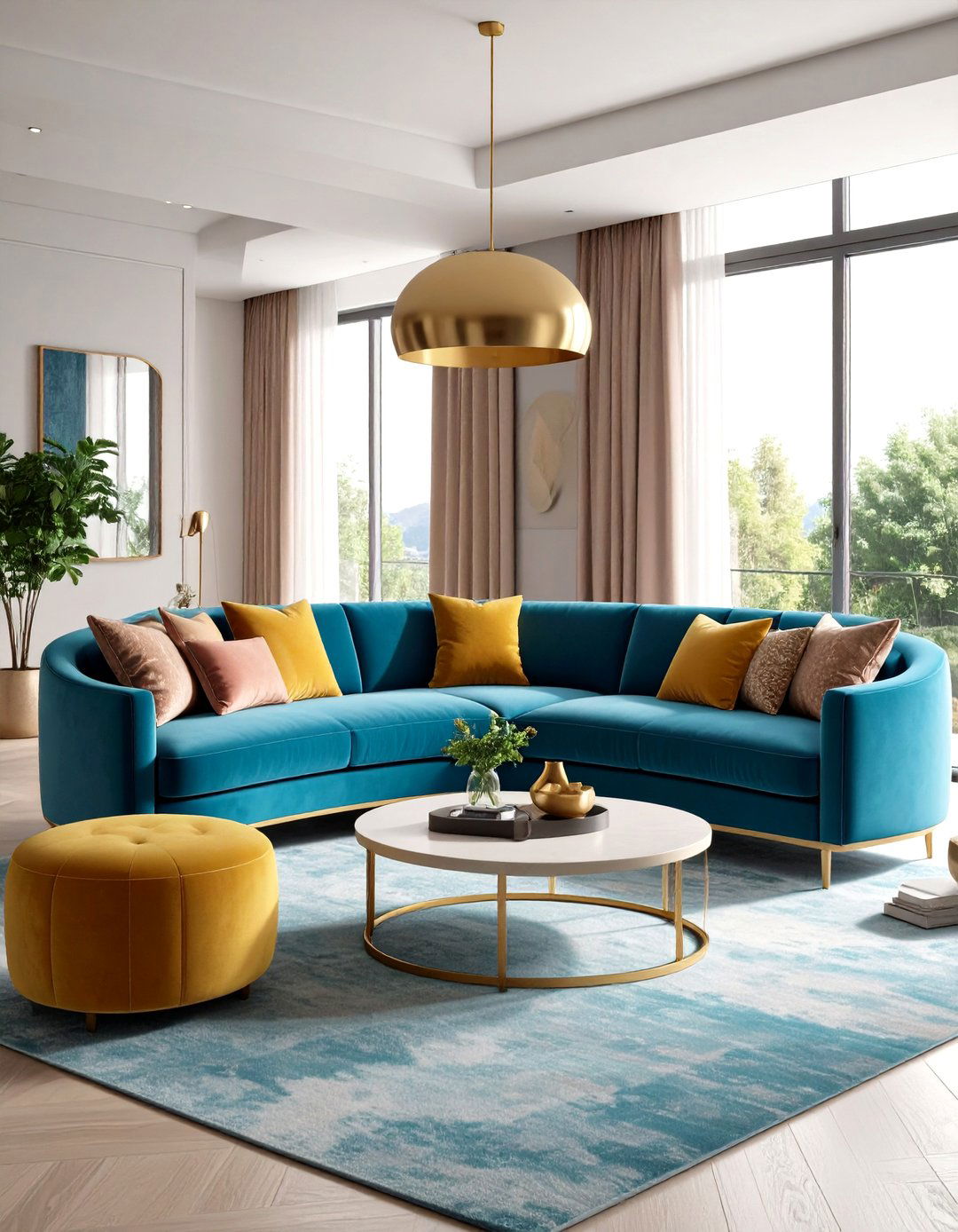 Curved Furniture Flow Enhancement - 24 Long Living Room Ideas