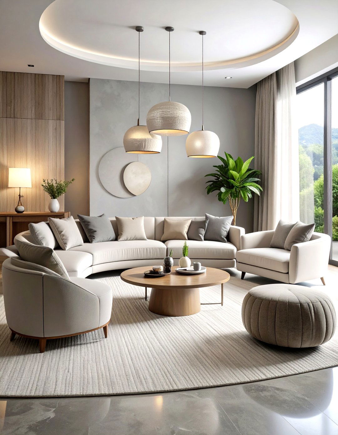 Curved Furniture Greige Elegance