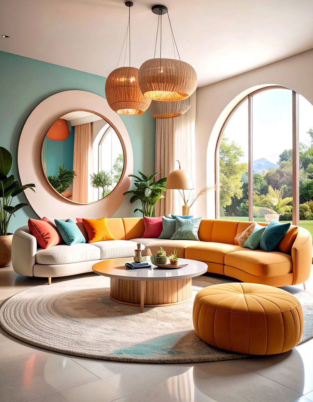 Curved Furniture Harmony - 24 Feng Shui Living Room Ideas