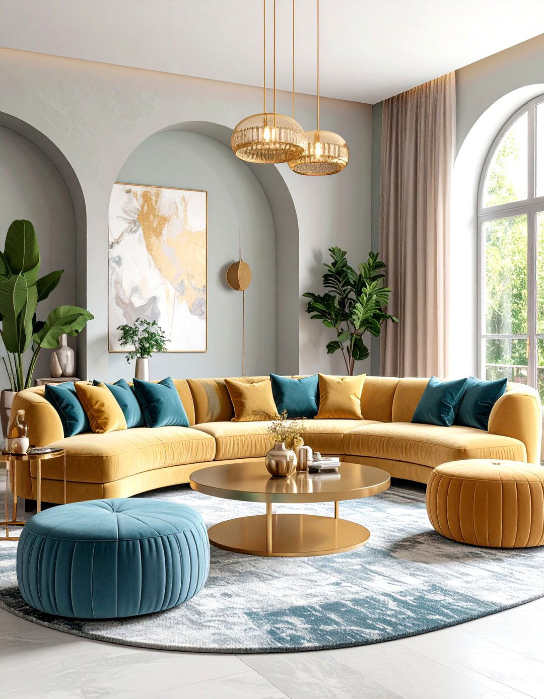 Curved Furniture Living Room Design - 24 Luxury Interior Design Ideas