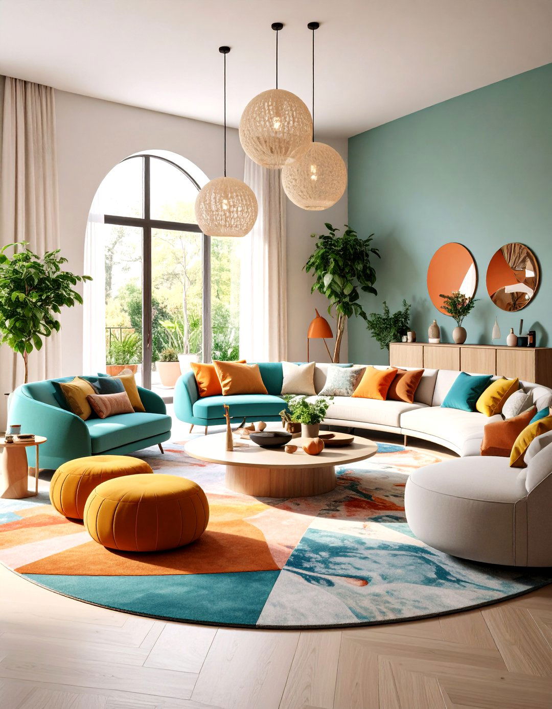 Curved Furniture Living Room with Soft Geometries - 24 Modern Living Room Ideas