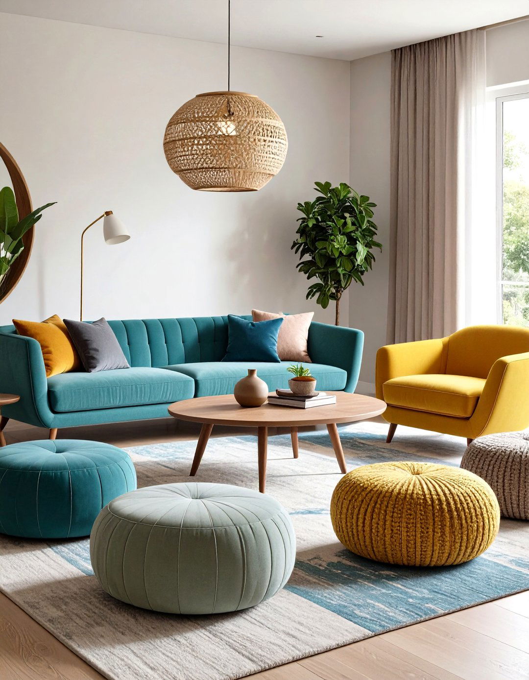 Curved Furniture Piece Statements - 24 Mid-Century Modern Living Room Ideas