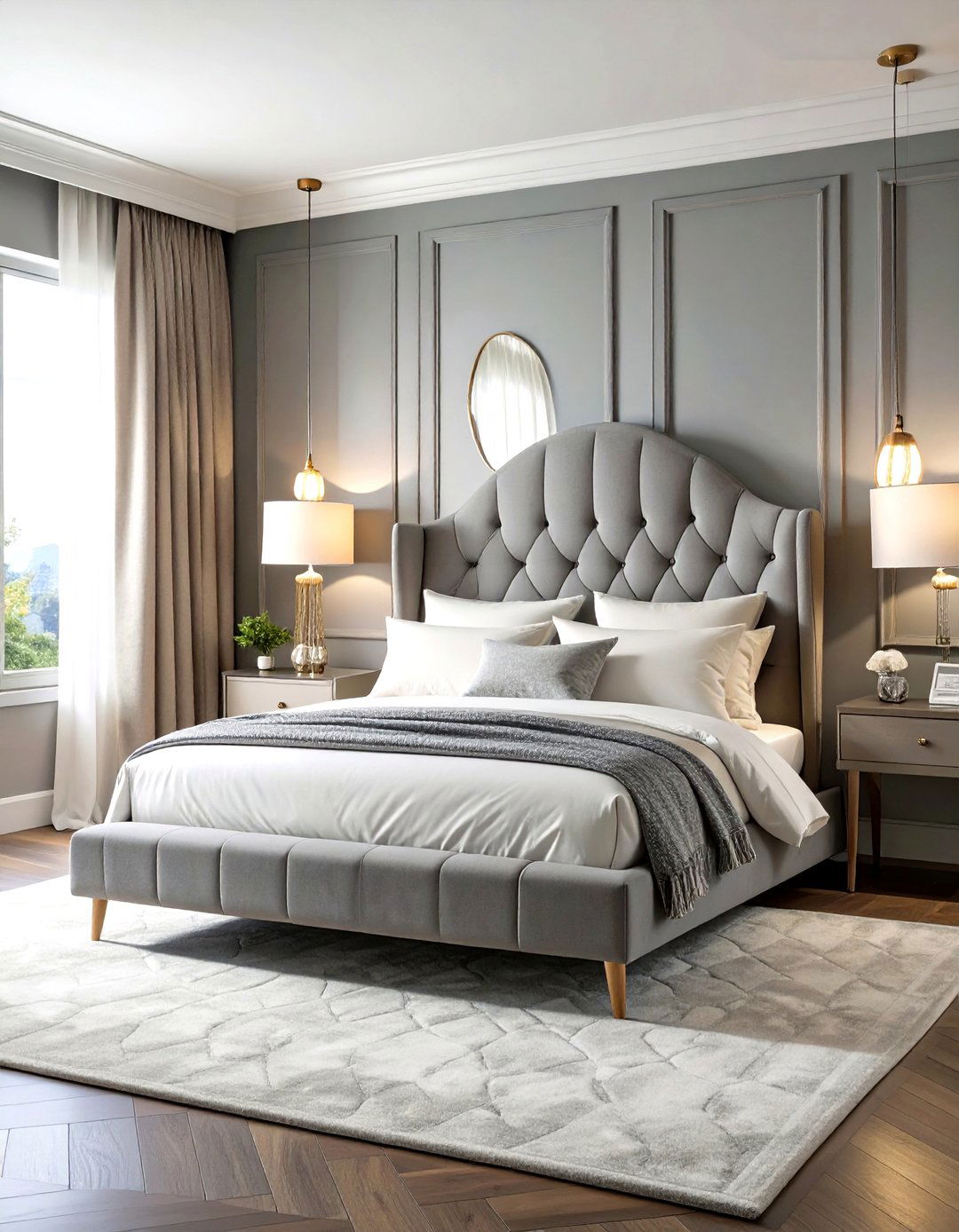 Curved Grey Headboard Bedroom - 24 Grey Headboard Bedroom Ideas