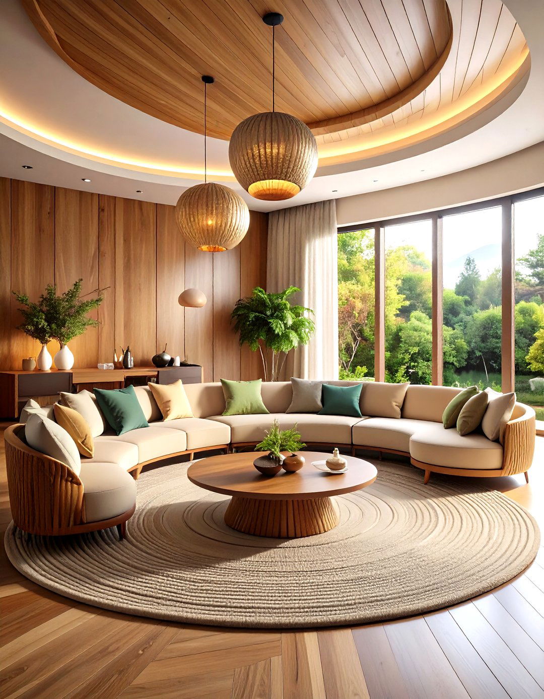 Curved Organic Living Room Design - 24 Natural Living Room Ideas