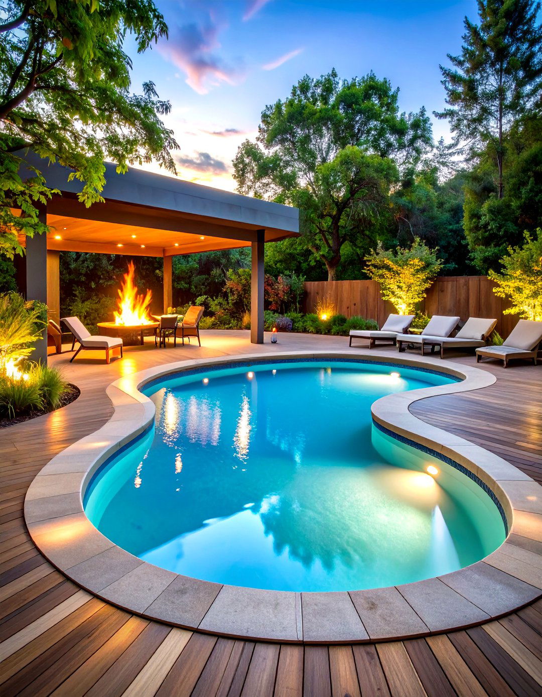 Curved Organic Pool Design - 24 Pool Patio Ideas