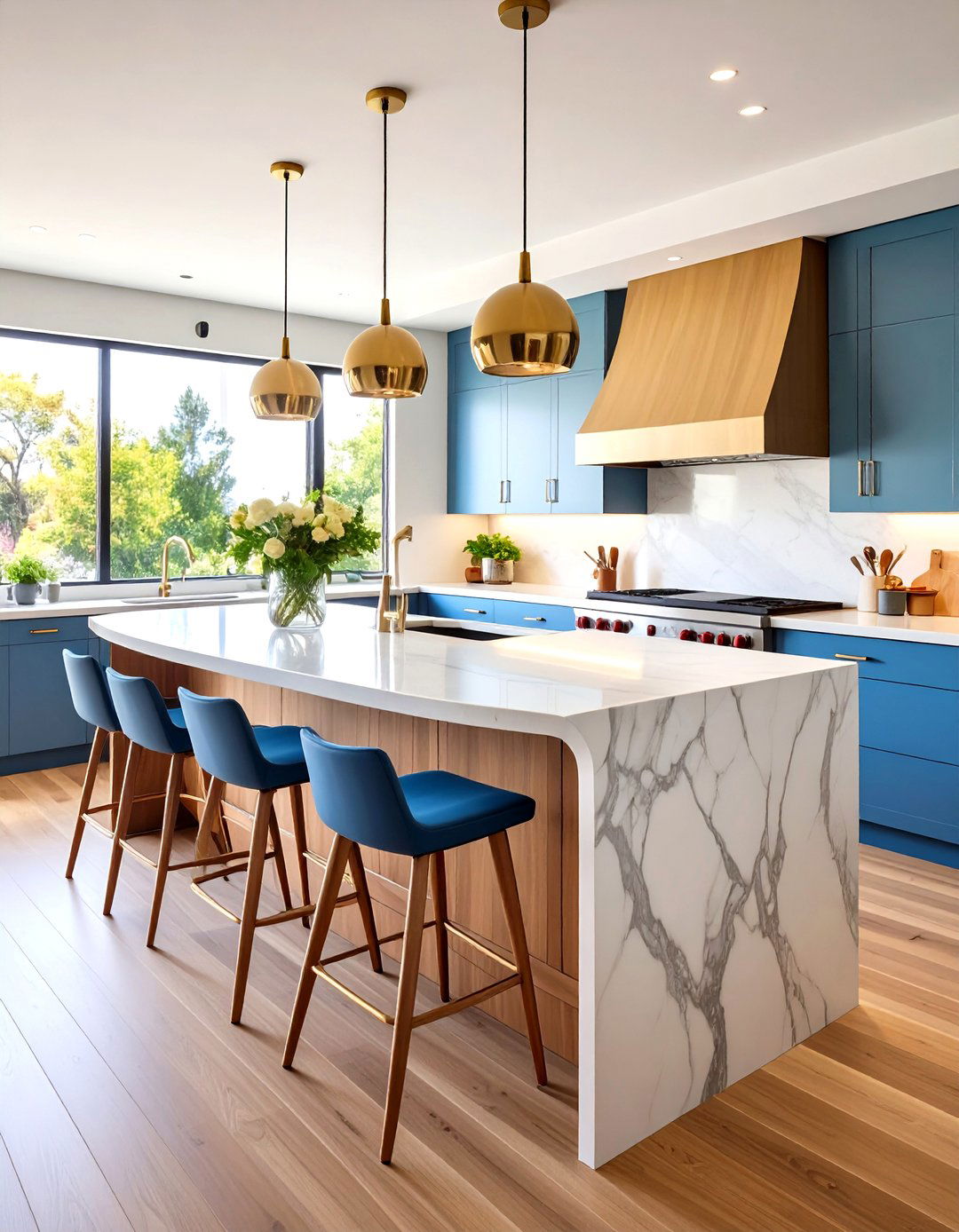 Curved Peninsula Breakfast Bar - 24 Mid-century Modern Kitchen Ideas