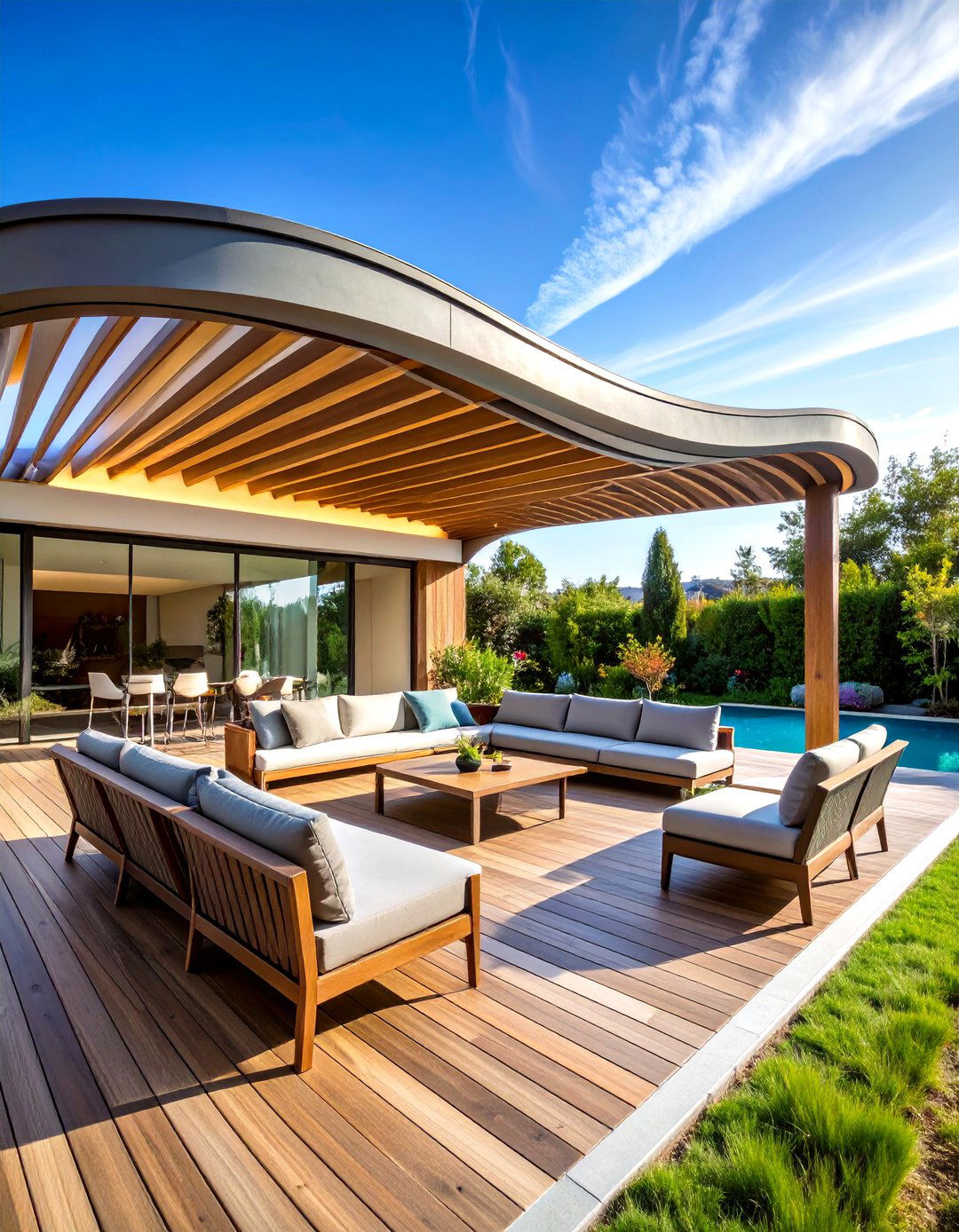 Curved Roof Wave Design - 24 Covered Patio Ideas