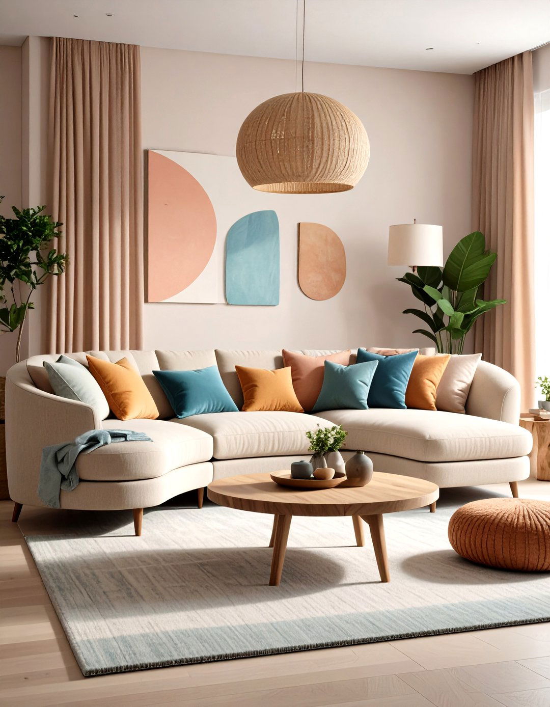 Curved Seating With Natural Textures - 24 Organic Modern Interior Design Ideas