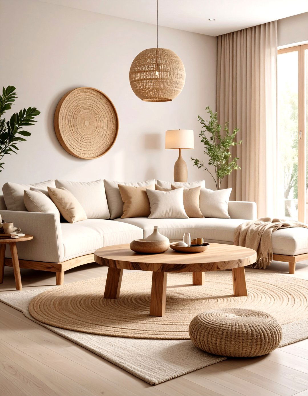 Curved Sectional Sanctuary Living Room - 24 Organic Modern Living Room Design Ideas