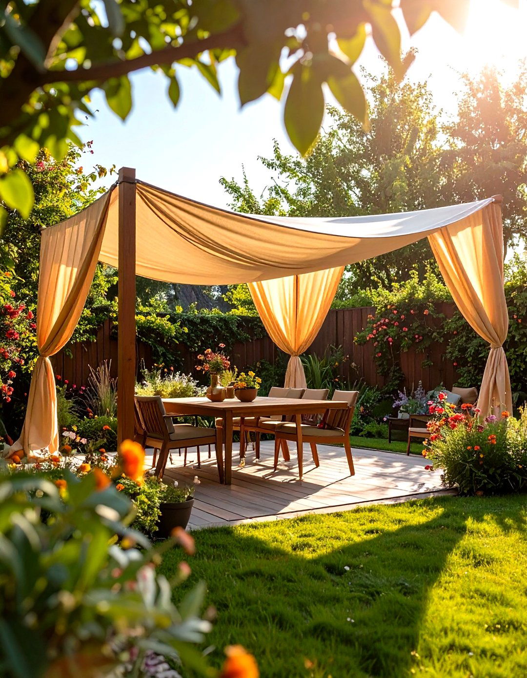 Curved Shade Sail Artistic Installation - 24 Garden Shade Ideas