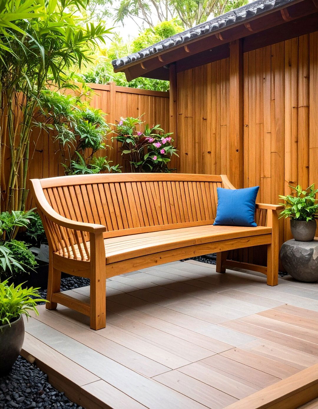 Curved Teak Meditation Bench - 24 Front Porch Bench Ideas