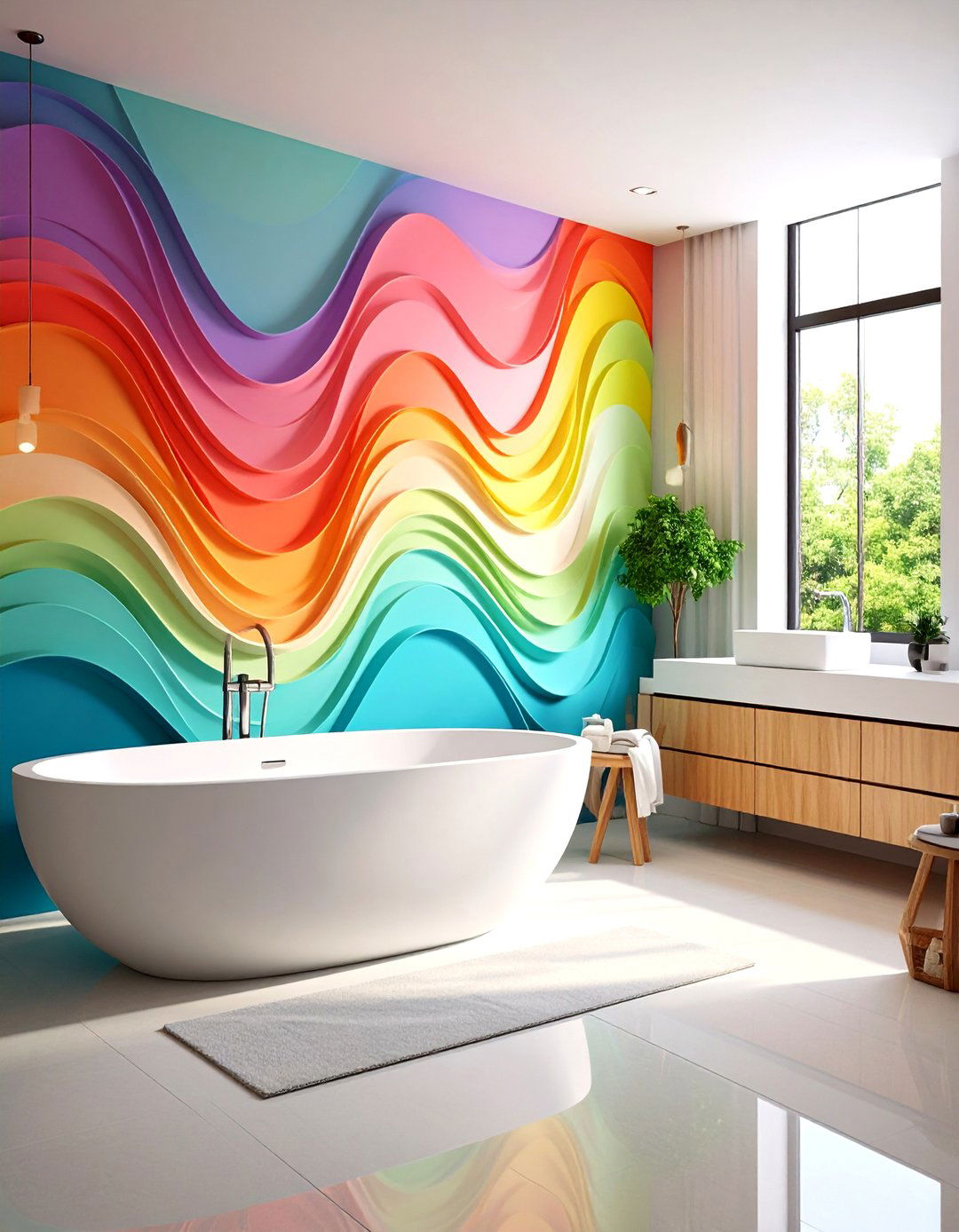 Curved Wave Pattern D Panels - 24 Bathroom Wall Paneling Ideas