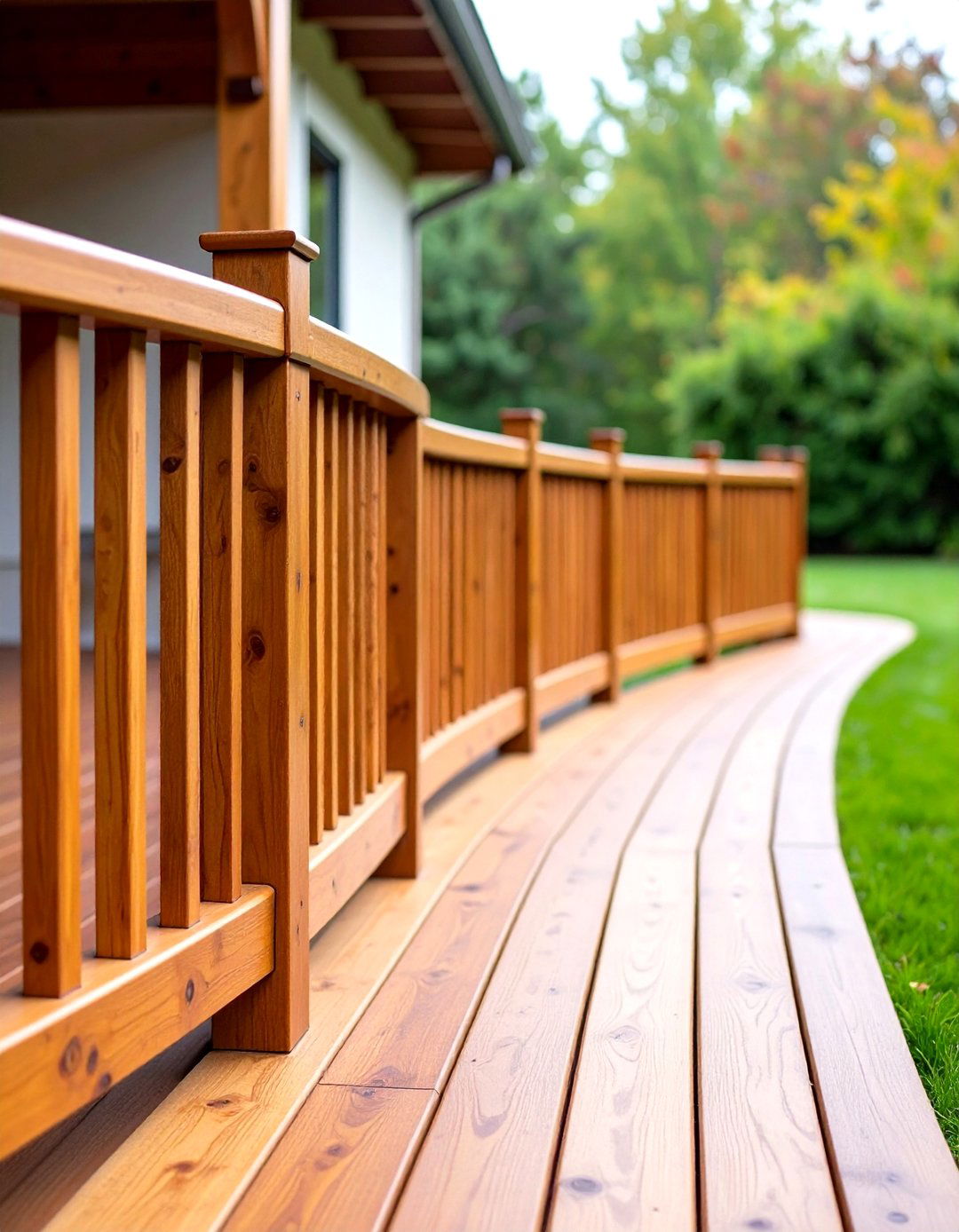 Curved Western Red Cedar Railing - 24 Wood Deck Railing Ideas