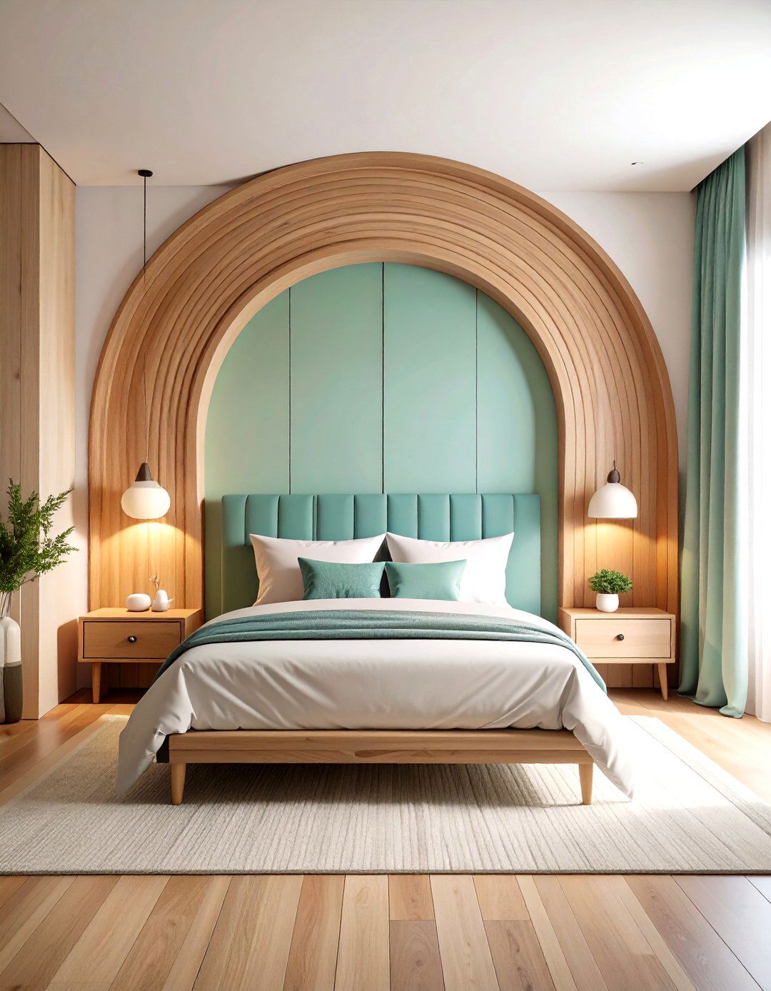 Curved Wood Trim Accent Features - 24 Wood Trim Accent Wall Ideas