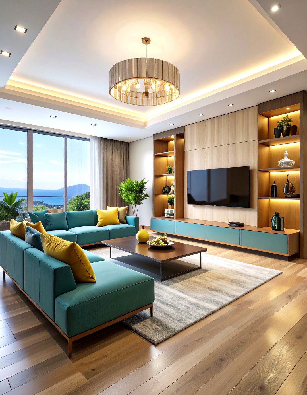 Custom Built in Entertainment Living Room - 24 Mansion Living Room Ideas