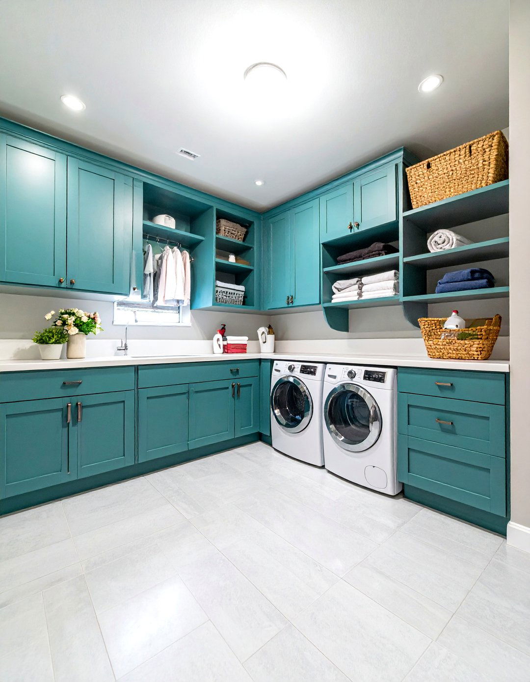 Custom Cabinet Organization Basement Laundry Storage System - 24 basement laundry room ideas