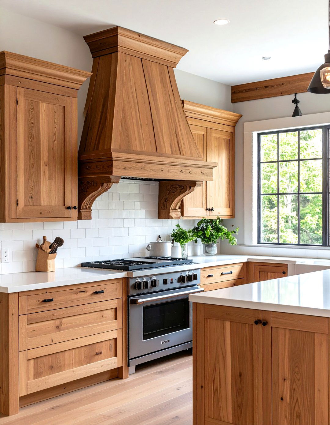 Custom Wood Hood Feature - 24 Craftsman Kitchen Ideas