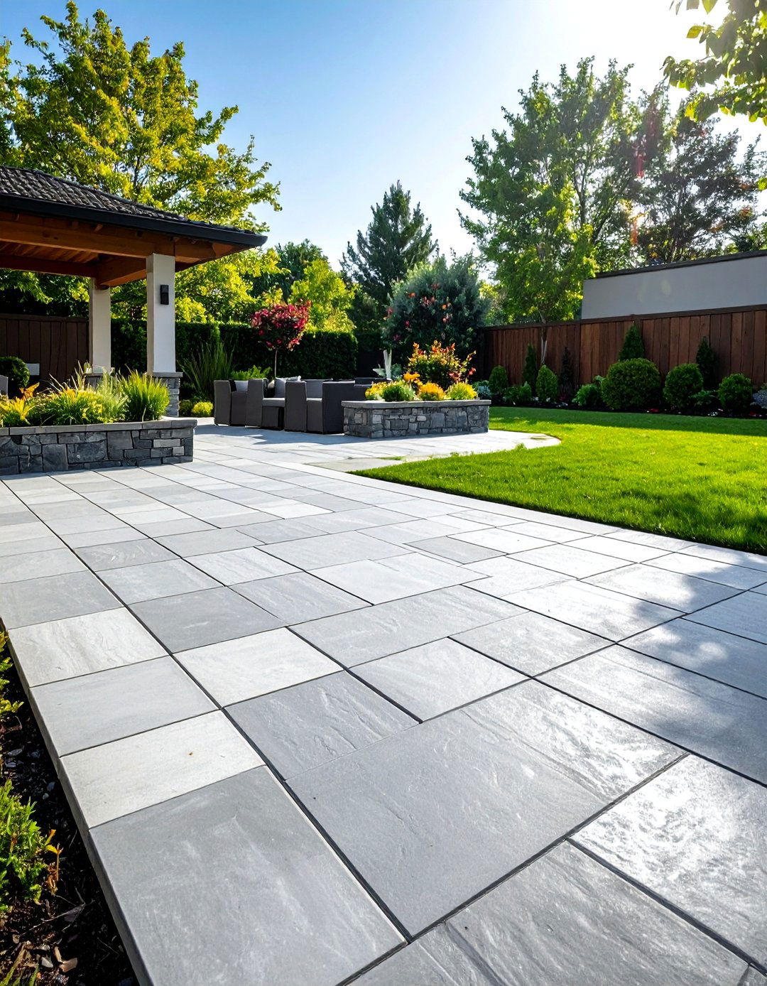 Cut Stone Ashlar Pattern - 24 Stamped Concrete Patio Ideas