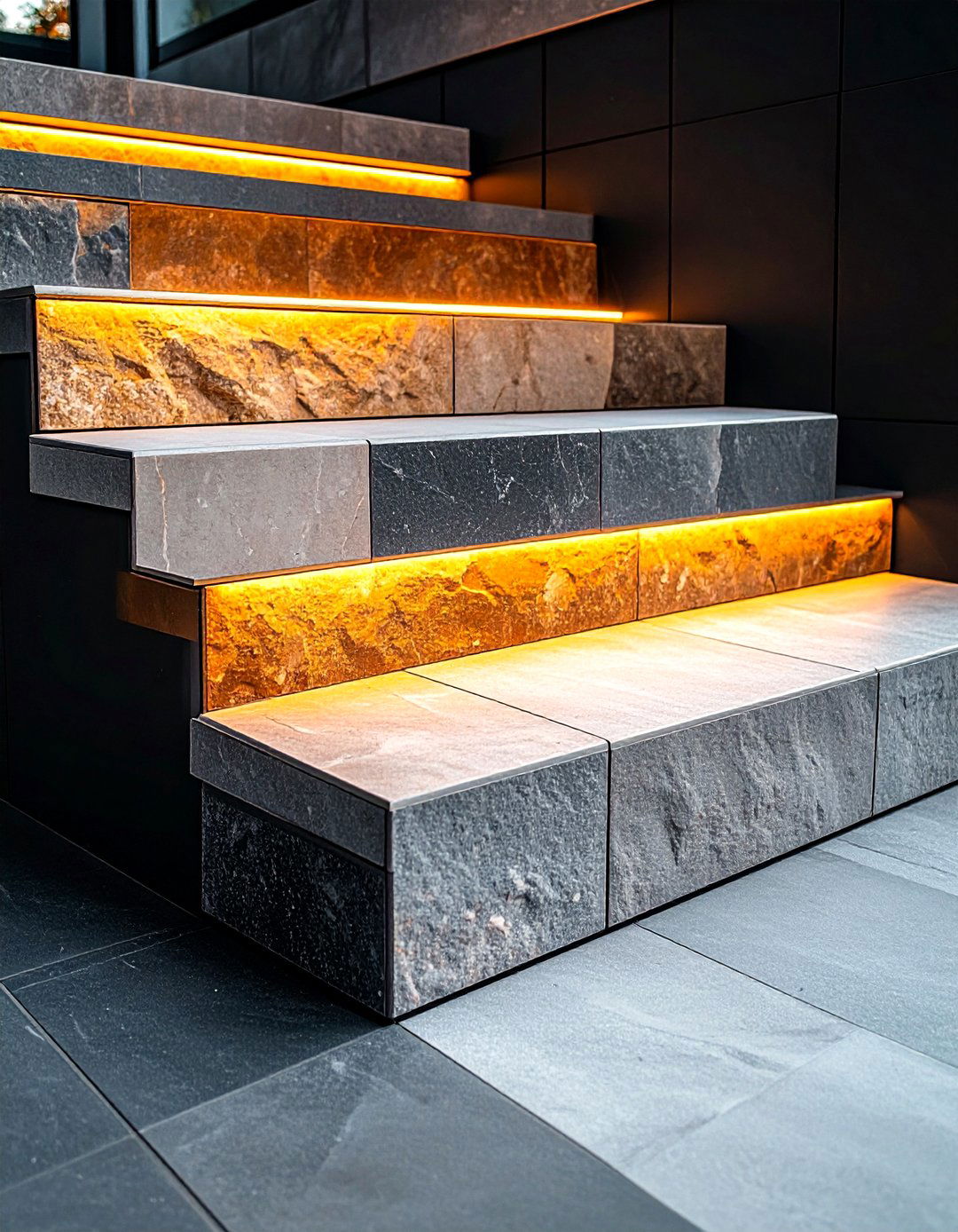 Cut Stone Geometric Flagstone Steps - 24 Flagstone Steps