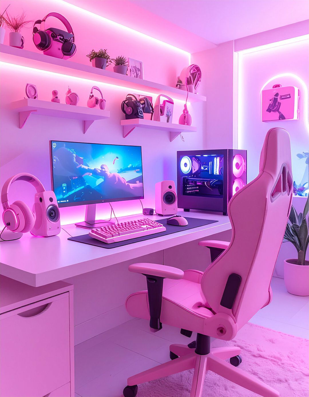 Cute Pink Gaming Accessories Collection - 24 Pink Gaming Setup Ideas
