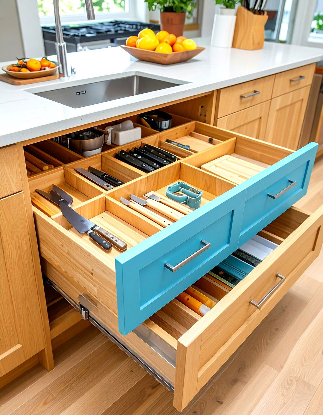 Cutting Board Storage System - 24 Kitchen Island Storage Ideas