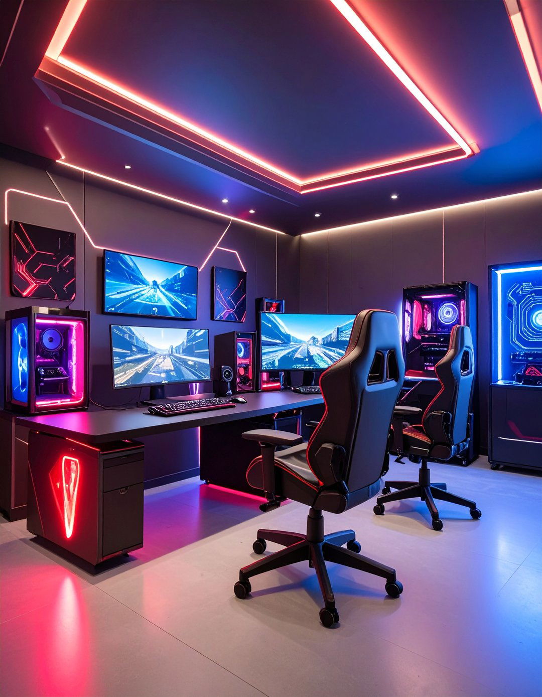 Cyberpunk Aesthetic Gaming Zone - 24 Red and Black Gaming Setup Ideas