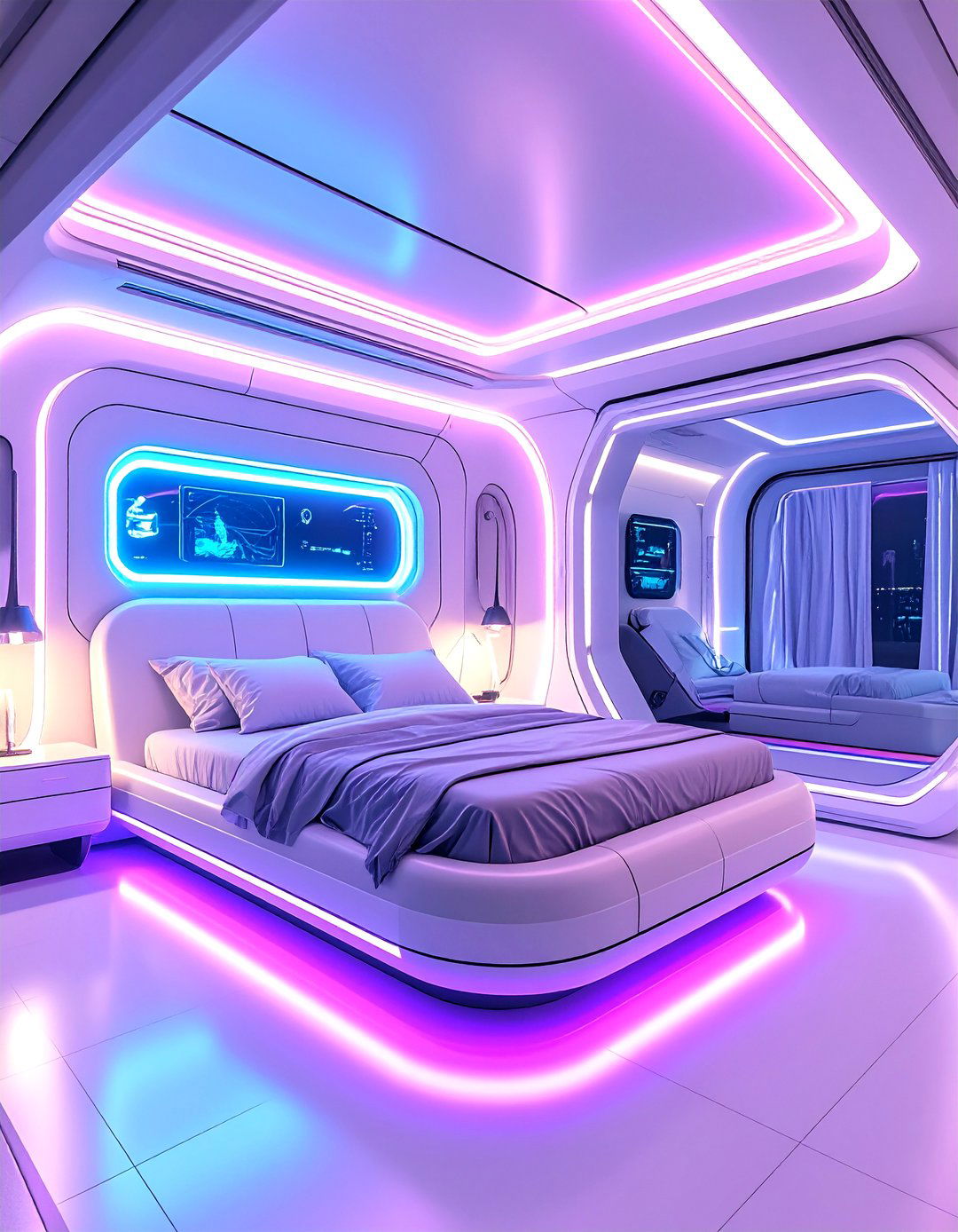 Cyberpunk Future Bachelor Pod - 24 Bachelor Room Ideas