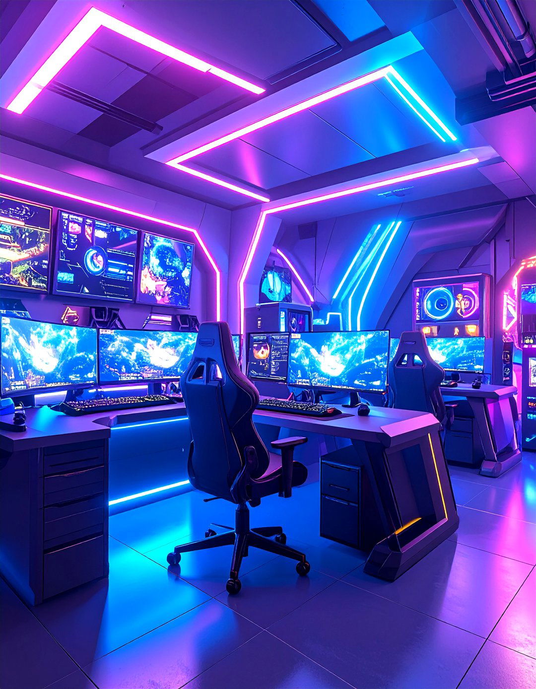 Cyberpunk Future Gaming Lab - 24 Arcade Room Ideas