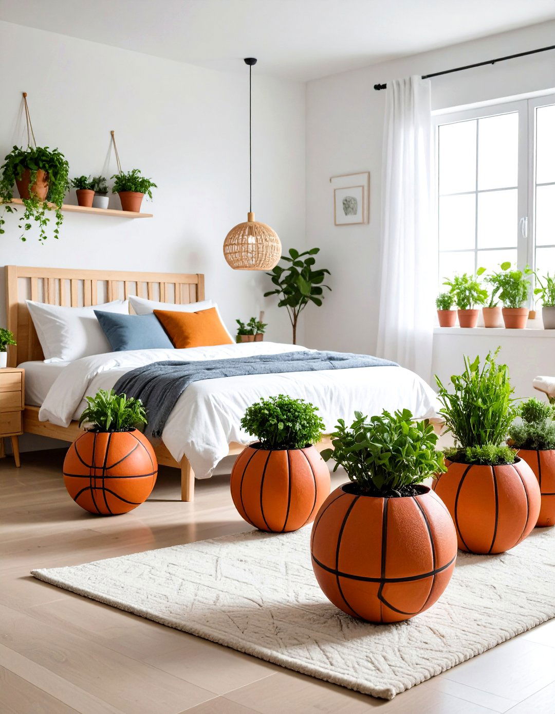 DIY Basketball Planters - 24 basketball room decor ideas