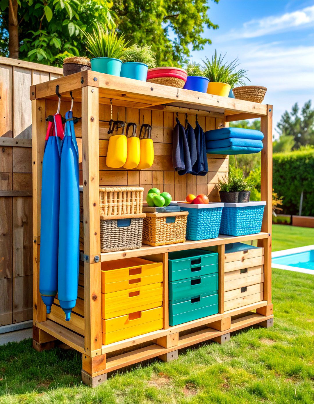 DIY Pallet Pool Storage Solutions - 24 Pool Storage Ideas