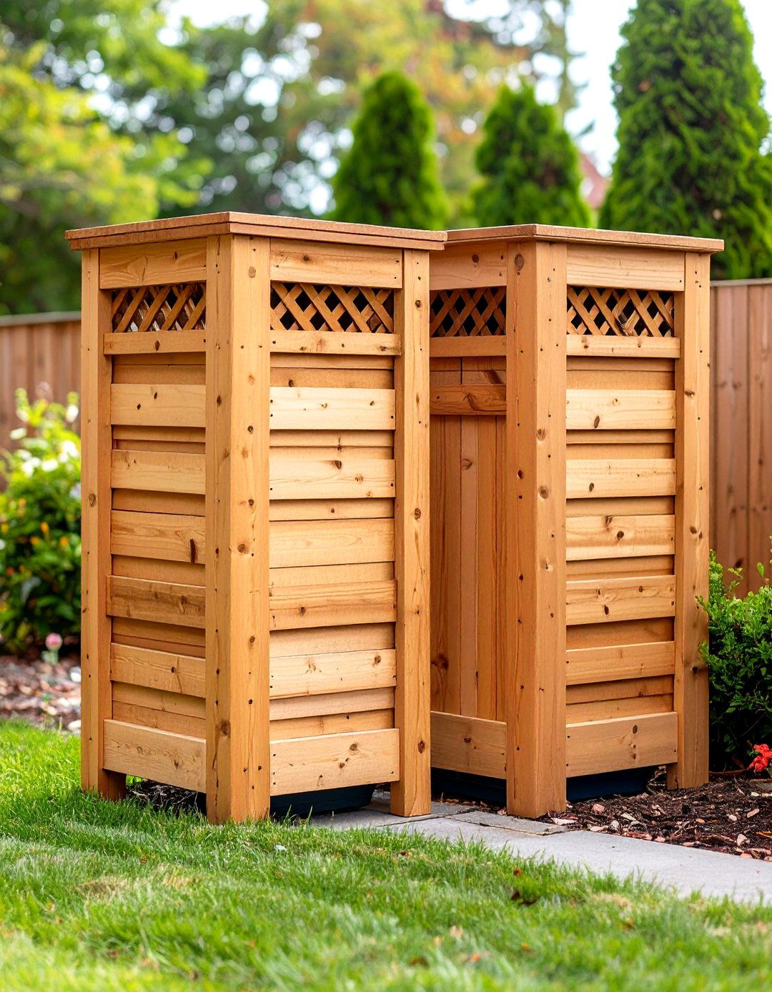DIY Wooden Lattice Screen Enclosure - 24 Garbage Can Storage Ideas