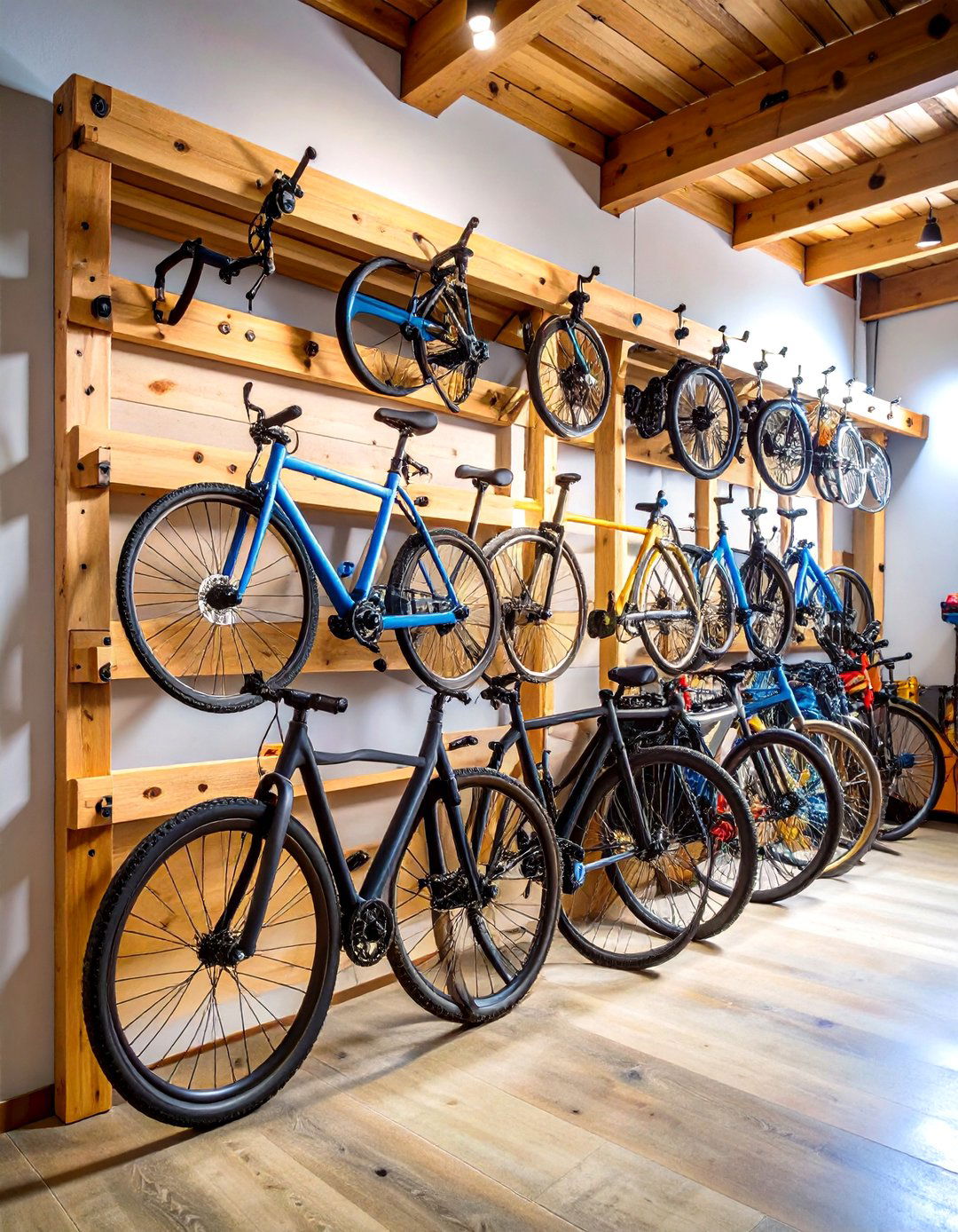 DIY Wooden Rail Systems - 24 Garage Bike Storage Ideas