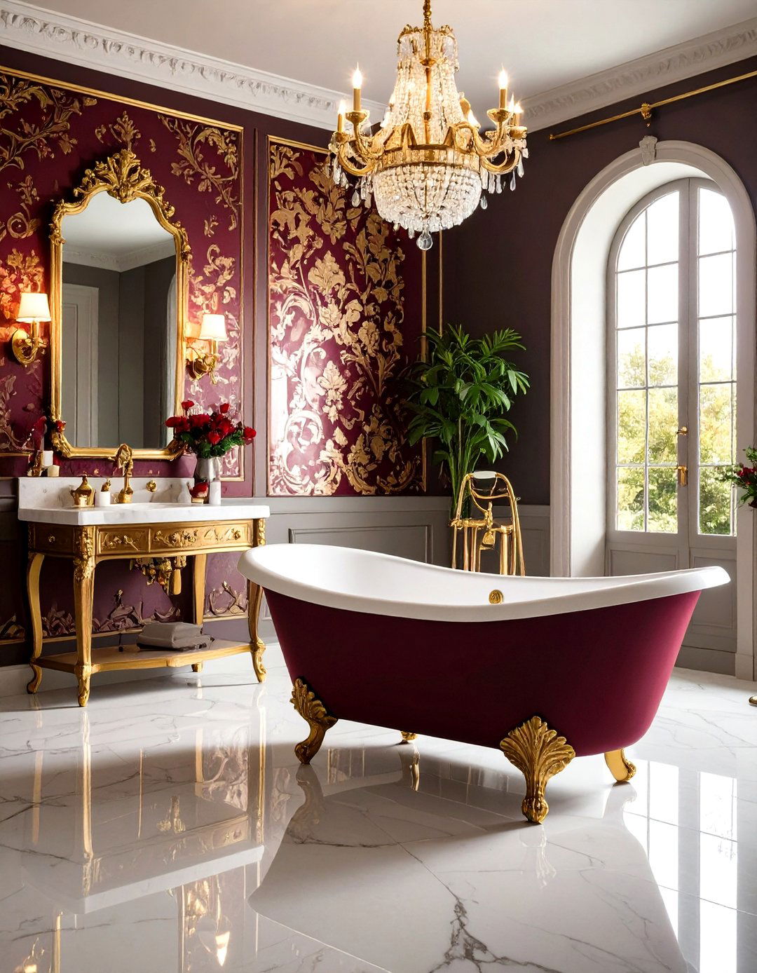 Damask Baroque Bathroom Elegance - 24 Bathroom Wallpaper Ideas