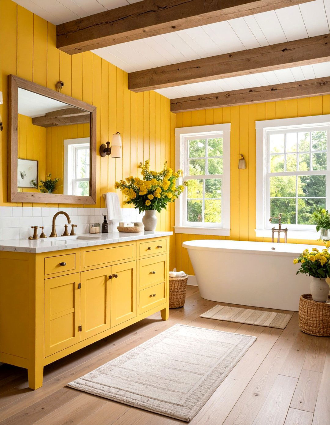 Dandelion Yellow Farmhouse Chic - 24 Yellow Bathroom Ideas