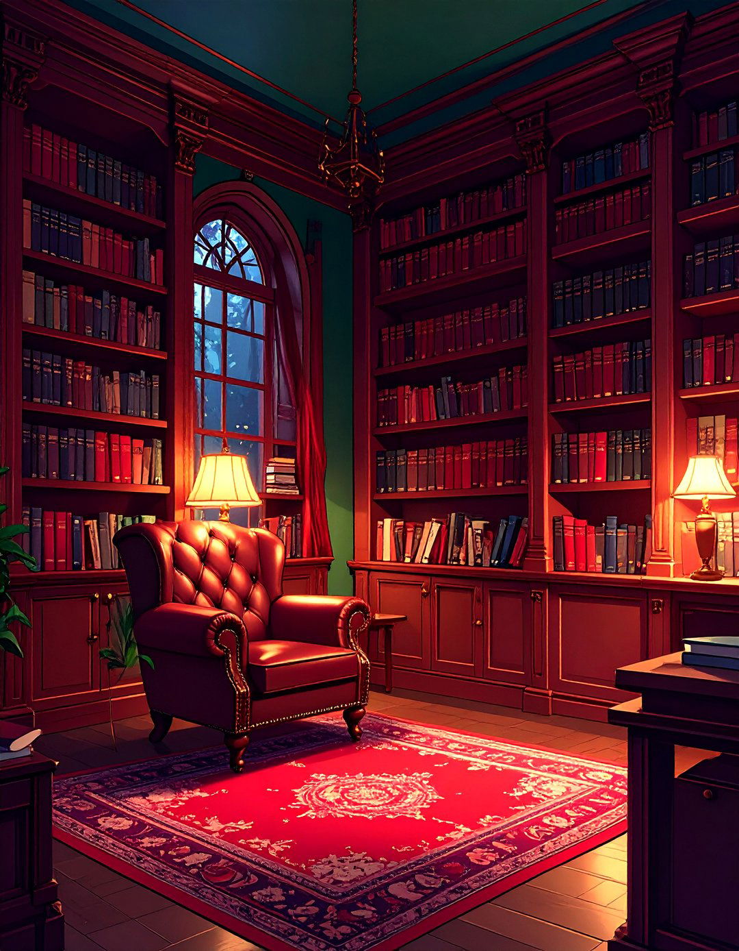 Dark Academia Anime Library - 24 Anime Room Ideas
