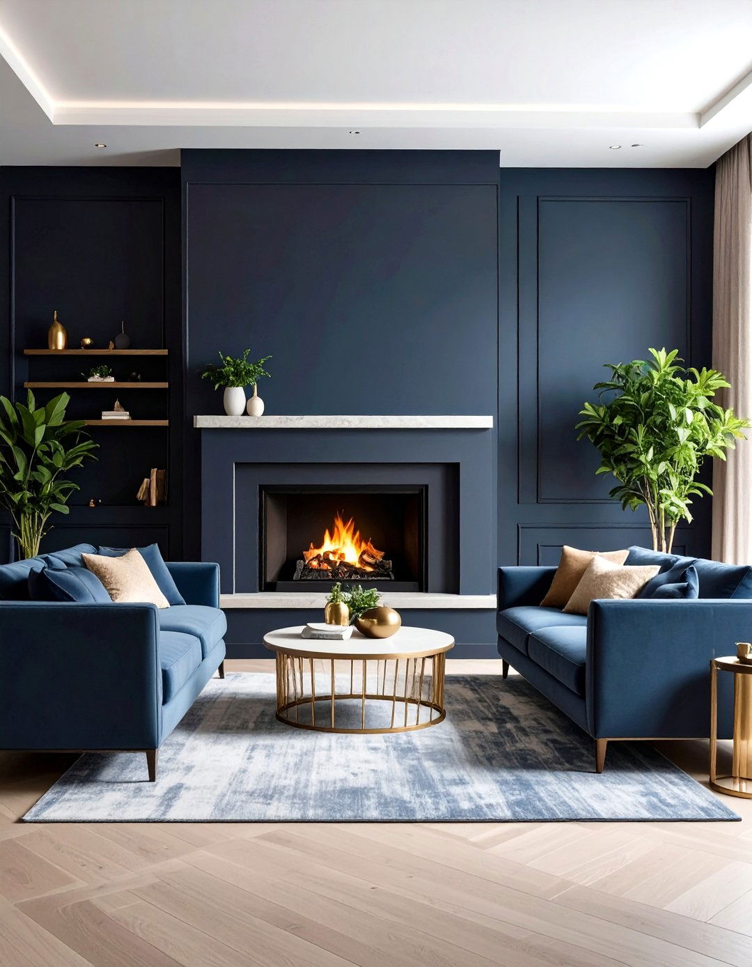 Dark Accent Wall Drama Enhancement - 24 Off-center Fireplace Ideas