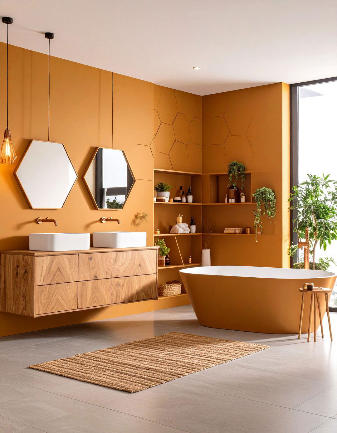 Dark Amber Honey Bathroom Sweetness - 24 Dark Bathroom Ideas