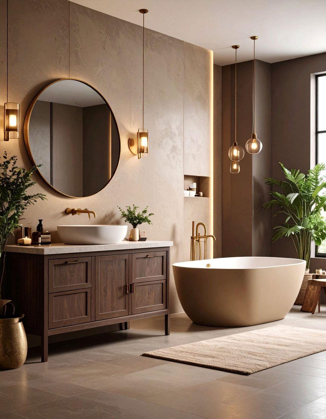 Dark Beige Moody Sophistication - 24 Beige Bathroom Ideas