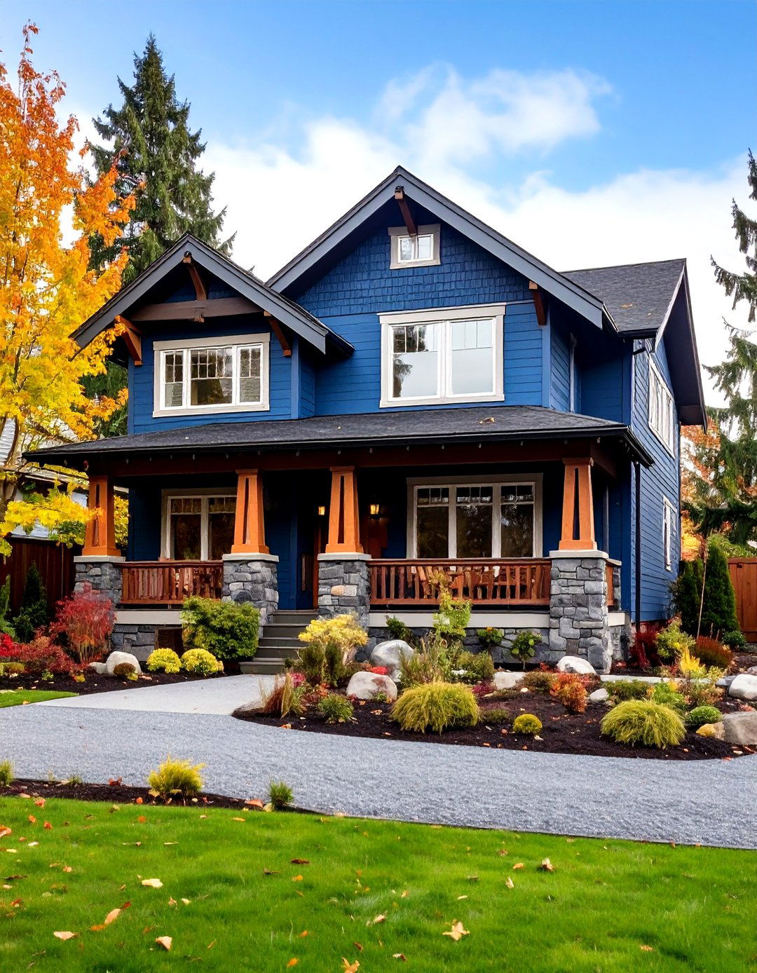 Dark Blue Fiber Cement Craftsman - 24 Midnight Blue & Dark Blue House Siding Colors