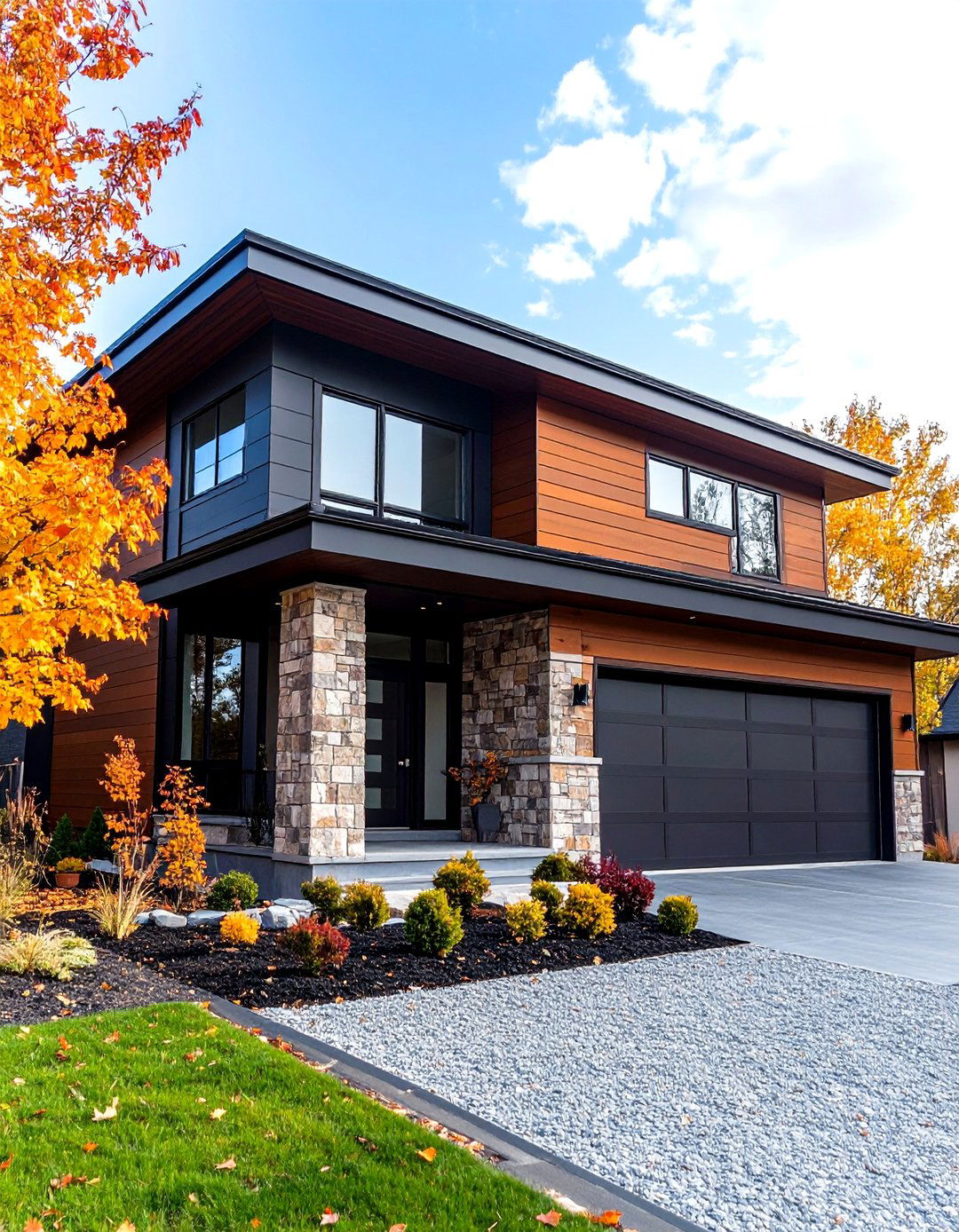 Dark Bronze and Light Stone Modern Industrial - 24 Two-tone Siding Designs