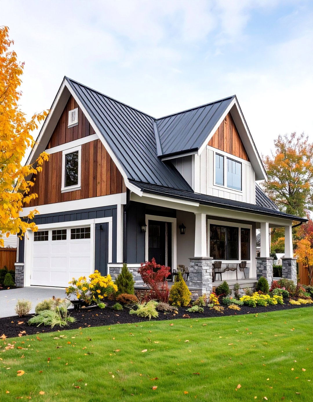 Dark Brown Cedar Board and Batten Farmhouse - 24 Dark Brown House Exterior Ideas