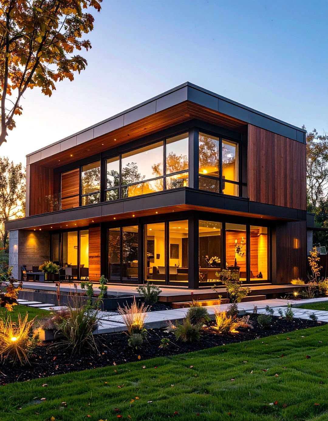 Dark Brown Metal and Wood Mixed Materials - 24 Dark Brown House Exterior Ideas