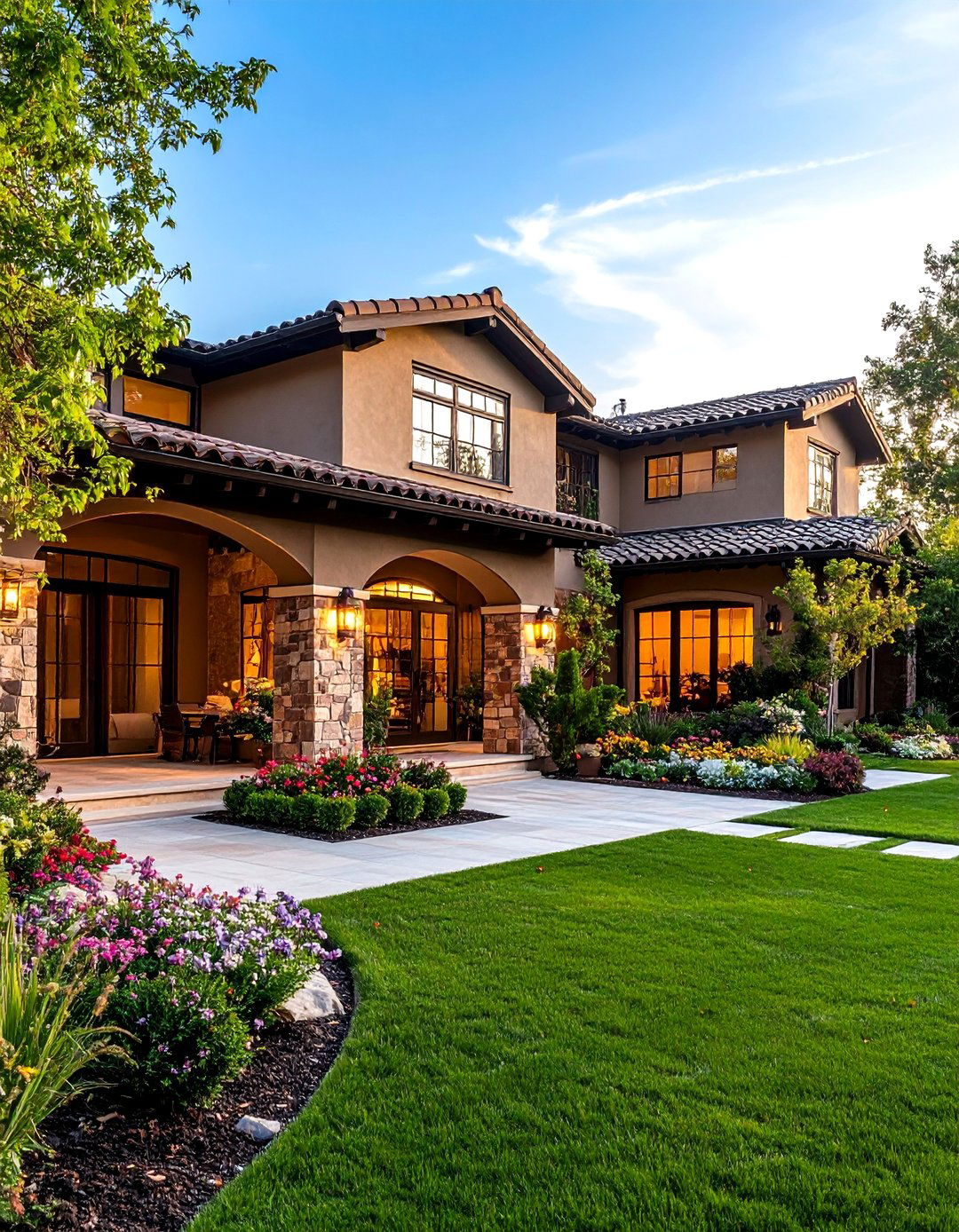 Dark Brown Stone and Stucco Mediterranean - 24 Dark Brown House Exterior Ideas