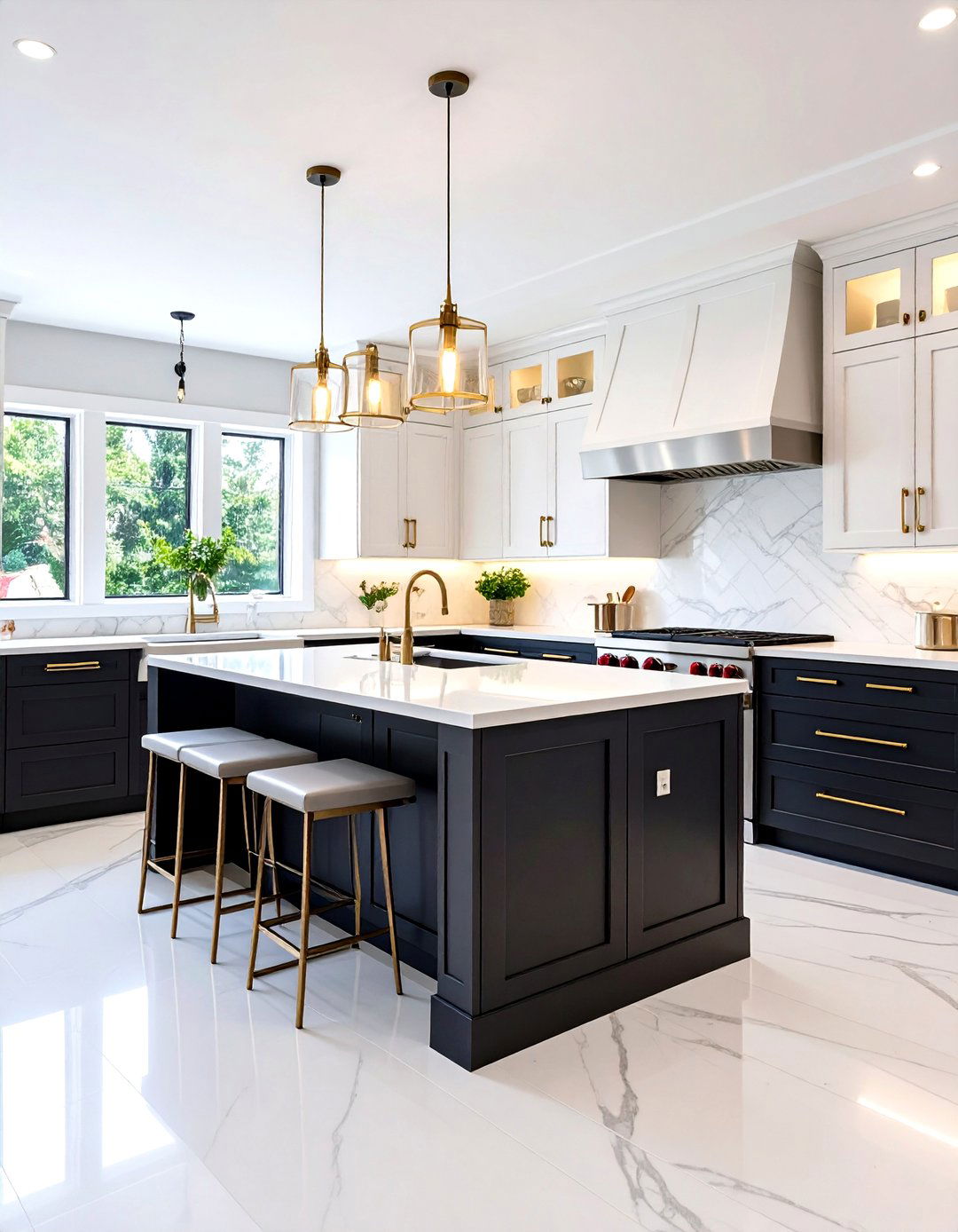 Dark Charcoal Contemporary Drama - 24 Grey and White Kitchen Ideas