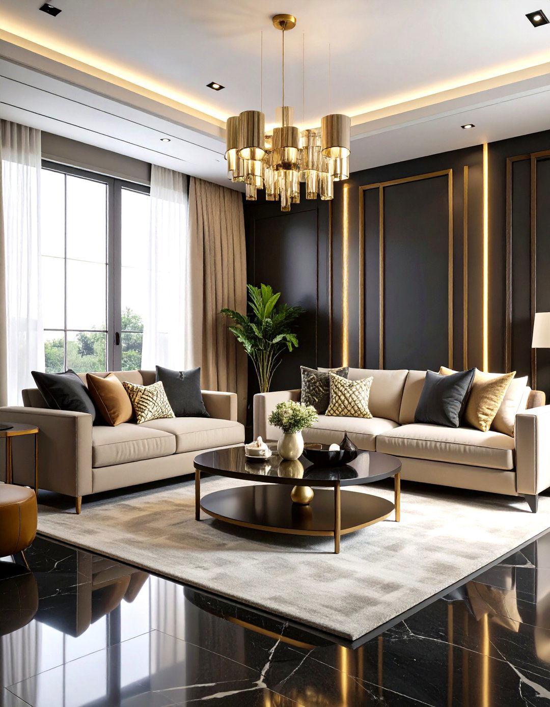 Dark Charcoal Dramatic Living Room - 24 Gray Living Room Ideas