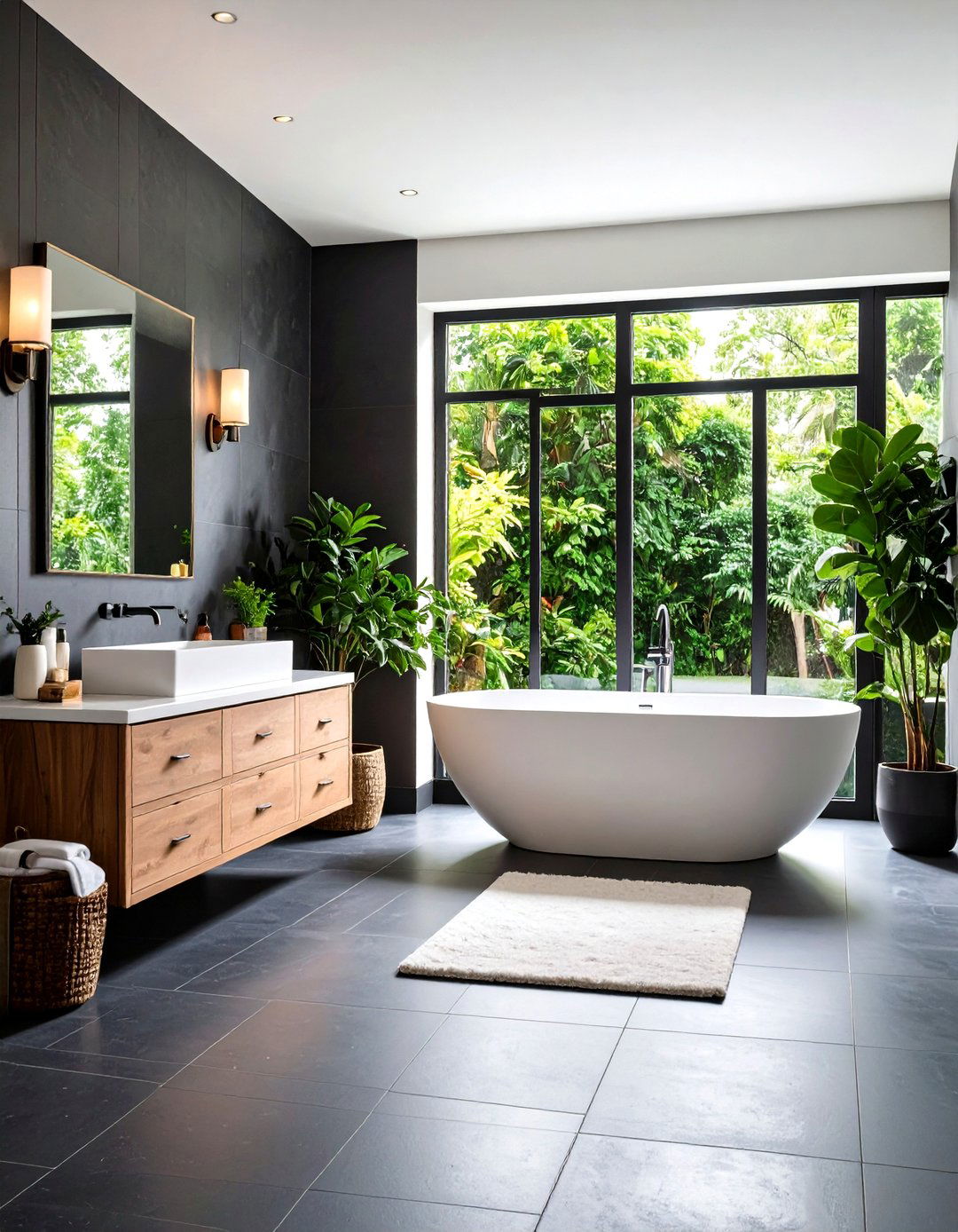 Dark Charcoal Gray Floor Tiles - 24 Gray Floor Bathroom Ideas