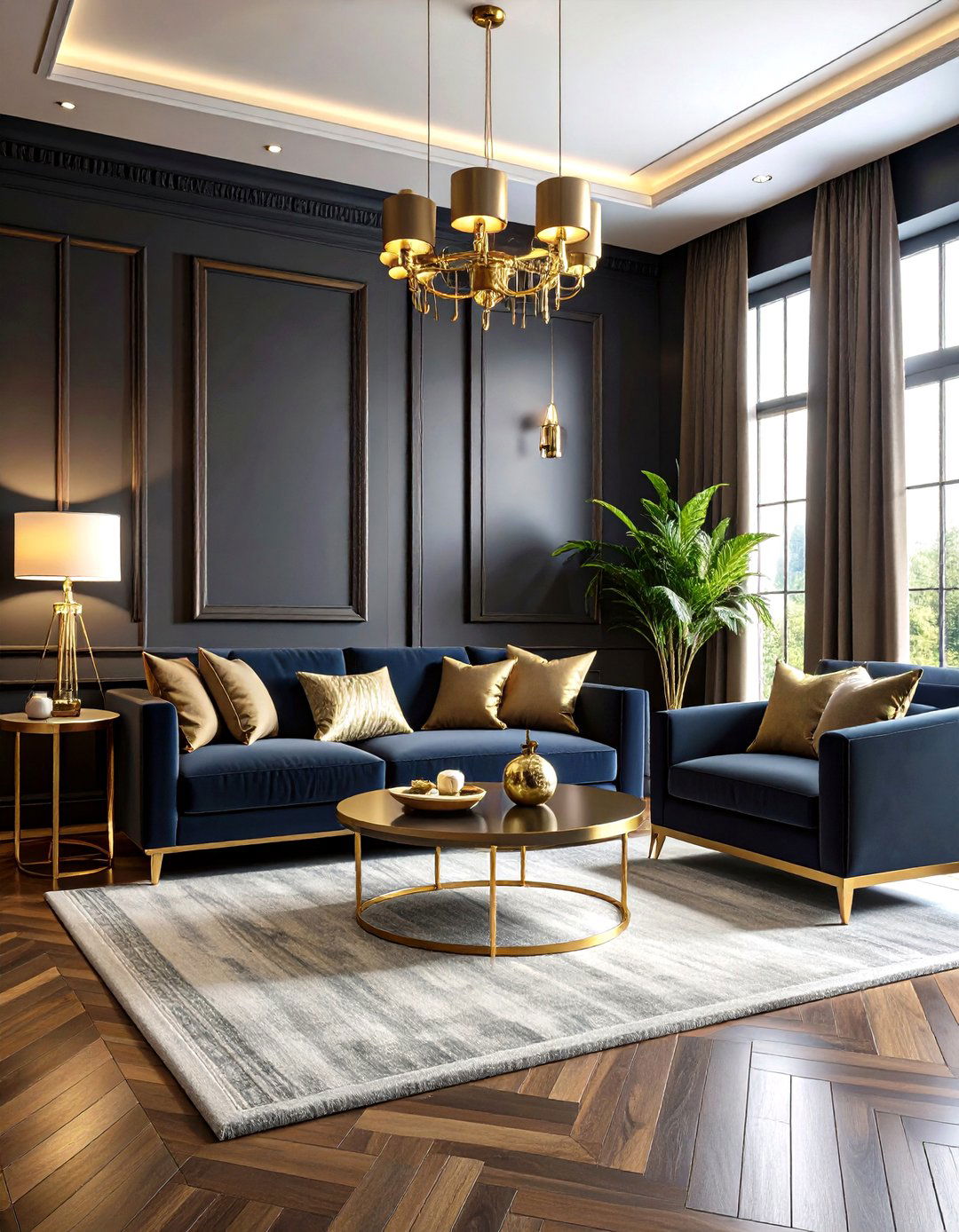 Dark Charcoal Grey Drama - 24 Grey Living Room Ideas