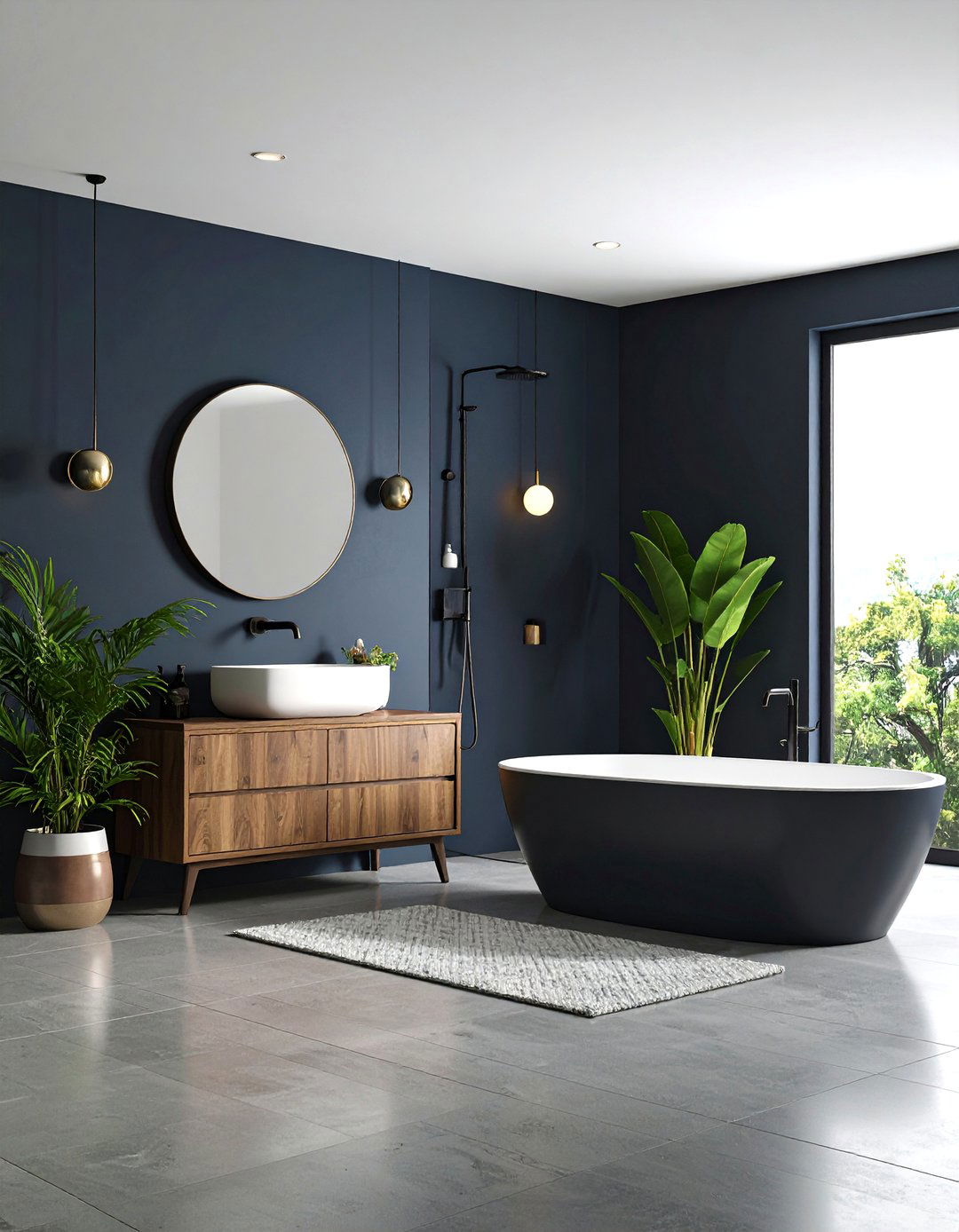 Dark Dramatic Accent Walls - 24 Bathroom Wall Ideas