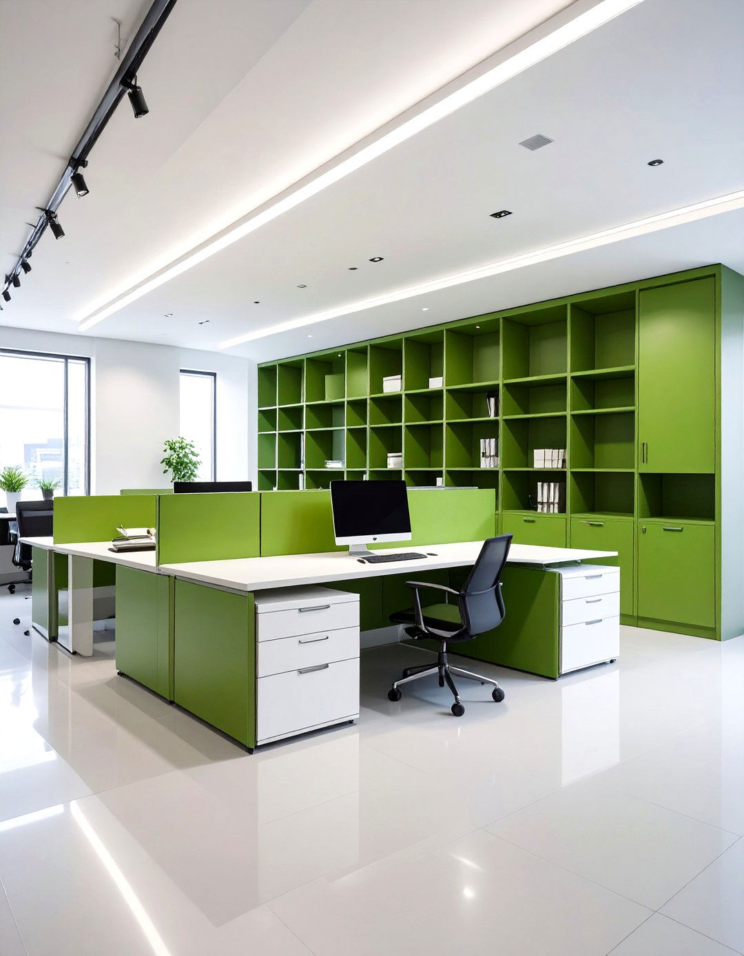 Dark Green Built in Storage Office - 24 Dark Green Office Ideas and Inspiration